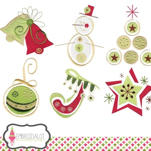 Modern christmas machine embroidery design set. Two sizes modern Christmas embroidery. Fun and festive embroidery with a touch of whimsy.