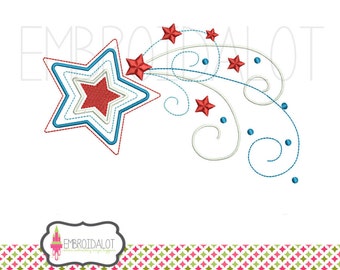 Star machine embroidery design. Super cute patriotic star embroidery in filled stitch. Great American embroidery, for a star spangled touch