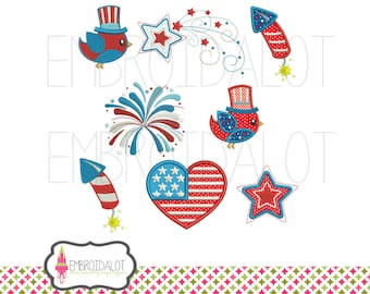 American machine embroidery design. Super cute patriotic embroidery. Fourth of July embroidery great patriotic American embroidery