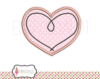 Heart applique embroidery design. Applique heart embroidery. 4 x 4 and 5 x 7 pretty and simple valentines applique design.