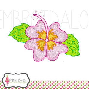 Flower machine embroidery design. Hibiscus embroidery adds a tropical feel. Flower embroidery design for summer projects.