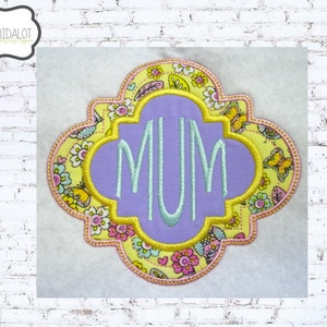 Monogram frame applique embroidery design. Pretty text frame applique. Monogram applique, Style 3 in 3 sizes.