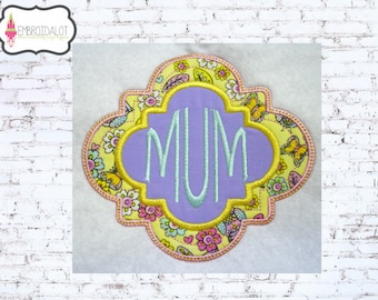 Monogram frame applique embroidery design. Pretty text frame applique. Monogram applique, Style 3 in 3 sizes.