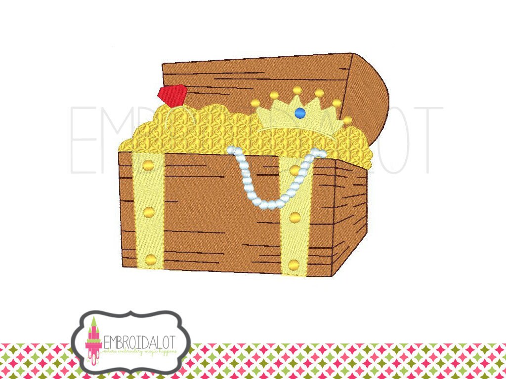 Treasure Chest Embroidery Design. Pirate Embroidery Design in Etsy