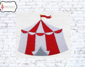 Circus tent machine embroidery design. Two sizes. Circus embroidery of a carnival tent in filled stitch. Fun big top embroidery.