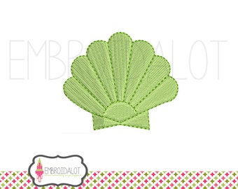 Mini shell embroidery design. Beach embroidery for small spots. Summer embroidery, mini embroidery, mini shell embroidery download.