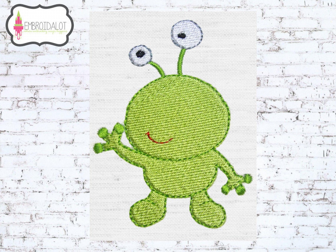 Alien machine embroidery design friendly alien embroidery  etsy Alien machine embroidery design friendly alien embroidery  etsy