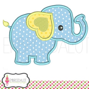 Elephant applique embroidery design. Two sizes. Great elephant embroidery. Jungle applique for your projects.