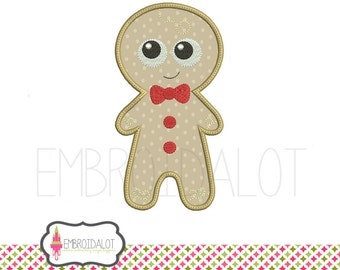 Gingerbread applique design. Boy ginger bread applique embroidery, 5 sizes. Cute boy gingerbread embroidery for your embroidery projects.