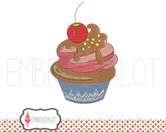 Cupcake embroidery design. Yummy cupcake machine embroidery. Cute embroidery download, instant download.