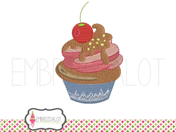 Cupcake embroidery design. Yummy cupcake machine embroidery. Cute embroidery download, instant download.
