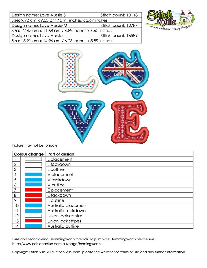 May include: A colorful embroidery design of the word "LOVE" with an Australian flag in the shape of the letter "O". The design includes red, white, blue, and black colors. The design is available in three sizes: 3.91 inches x 3.67 inches, 4.89 inches x 4.60 inches, and 6.26 inches x 5.89 inches.