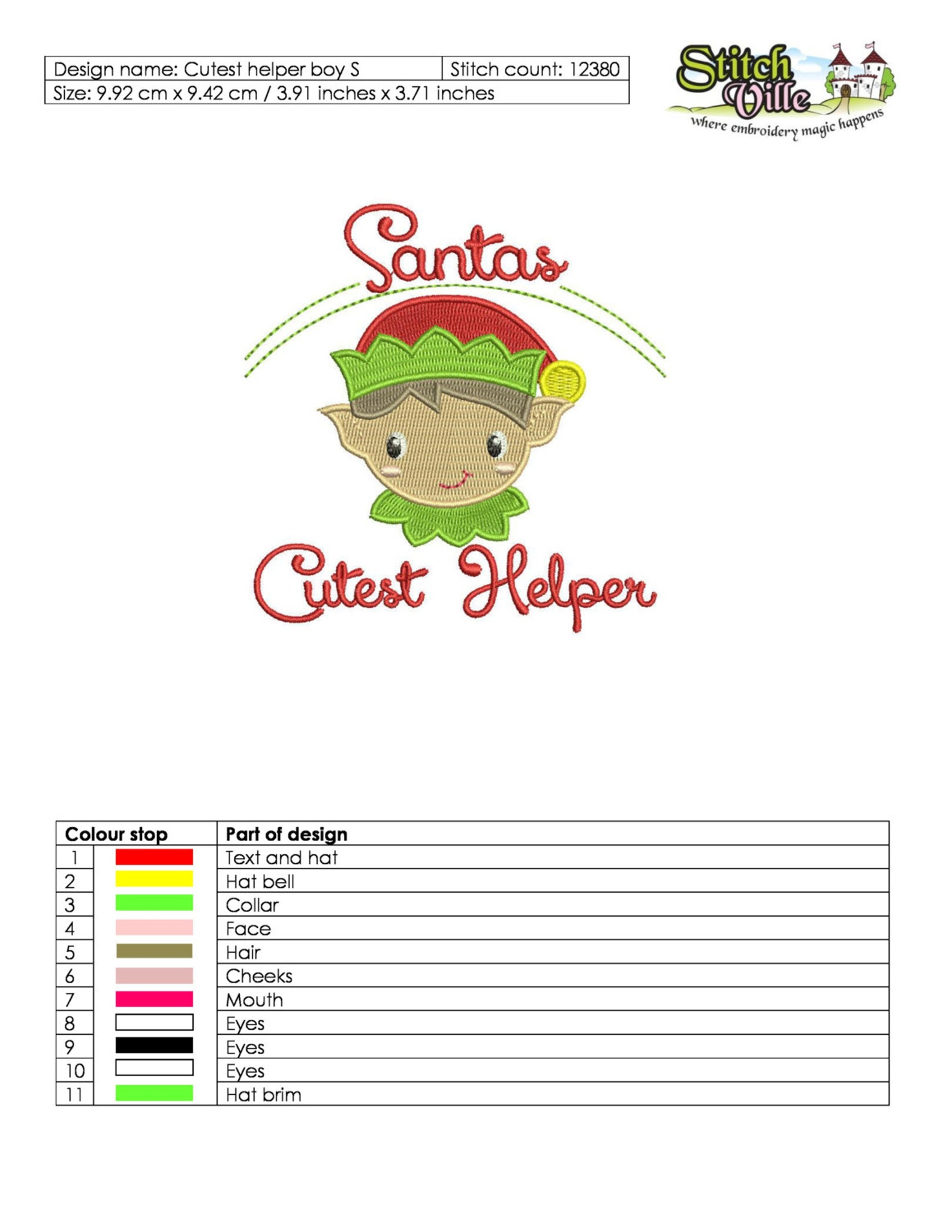 Boy Elf Machine Embroidery Design Cute Christmas Design in 4 - Etsy