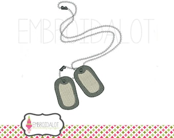 Dog tag embroidery design. Army embroidery. 5x7 inches filled embroidery. Dog tag machine embroidery great patriotic design.