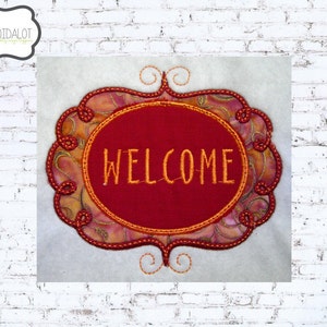 Girly monogram frame applique embroidery design. Style 5, Monogram frame applique designs. Pretty and swirly monogram frame.