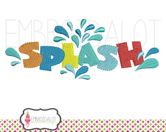 Fun summer embroidery. "Splash" machine embroidery for the summer. Summer embroidery, beach embroidery, pool embroidery.