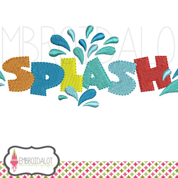 Fun summer embroidery. "Splash" machine embroidery for the summer. Summer embroidery, beach embroidery, pool embroidery.