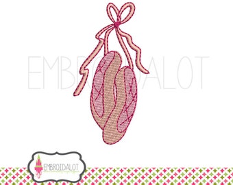 Ballerina slippers machine embroidery design. Pretty ballerina embroidery. Great design for your little dancer.