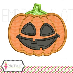 Jack O Lantern applique embroidery design. 4 sizes. Halloween applique embroidery. Fun Pumpkin embroidery for a spooky touch.