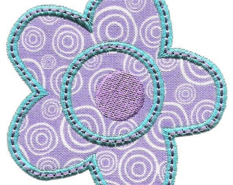 Flower applique embroidery design. Simple flower applique design, two sizes. Pretty flower embroidery.