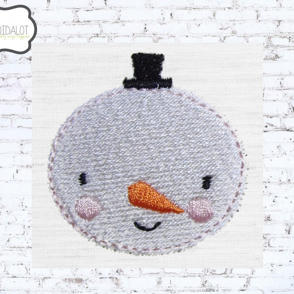 Snowman machine embroidery design. So cute! mini Snowman embroidery, two mini sizes. Fun little fellow for Christmas embroidery projects.