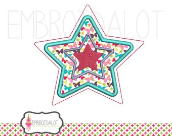 Star applique embroidery design. Super cute patriotic American embroidery. Star embroidery.