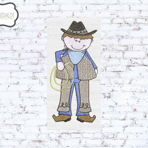 Cowboy machine embroidery design. Cowboy embroidery design with lasso. Cute ranch embroidery for western themed projects.