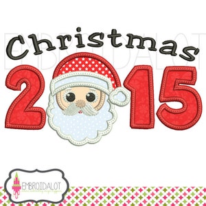 Christmas applique design. Santa applique embroidery design for 2015. Santa embroidery. A fun festive embroidery design for the holidays.