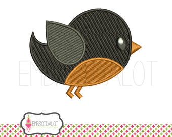 Robin machine embroidery design. Such a cute chubby little bird embroidery design. Fun bird for christmas embroidery projects.