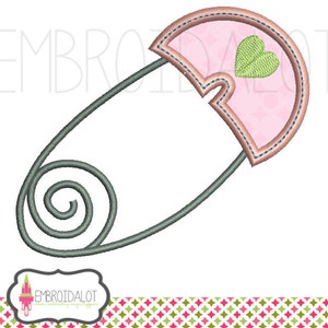 Nappy pin applique embroidery design. Cute Baby applique. Baby embroidery design in applique. image 1