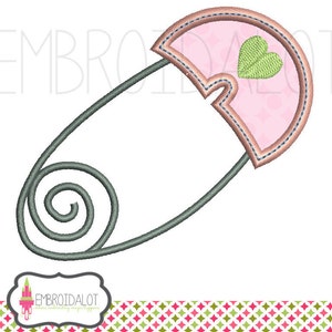 Nappy pin applique embroidery design. Cute Baby applique. Baby embroidery design in applique.