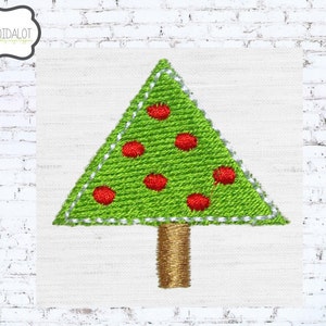 Christmas tree machine embroidery design. Cute mini Christmas tree embroidery, so cute, two mini sizes Christmas embroidery.
