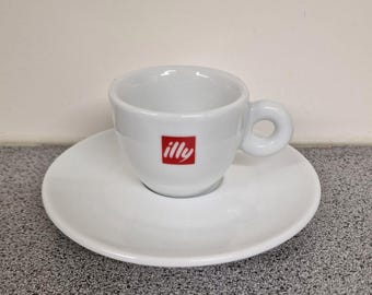 Illy - Italian Espresso Cup with saucer - white porcelain - vintage 1990s - Classic ‘Illy’ Cup and Saucer