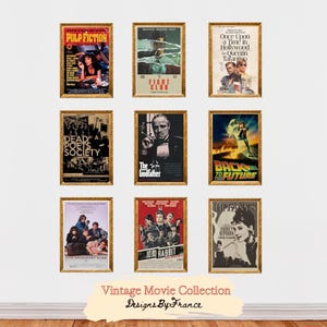 Colección de carteles de películas vintage / Arte mural de películas clásicas / Decoración de cine retro / Impresiones atemporales de Hollywood para el hogar y la oficina
