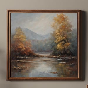 Impresión de árboles de otoño, póster mate para decoración del hogar, pintura de la naturaleza, obra de arte de paisaje rústico, decoración para colgar en la pared, arte de pared vertical