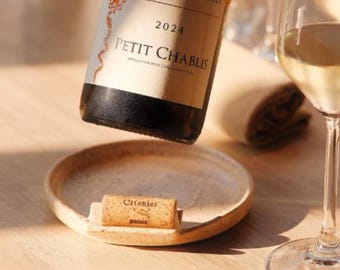 Repose-bouteille de vin personnalisé céramique – Cadeau amateur de vin fait main près de Limoges – Range-bouteille grès