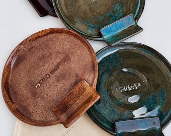Repose bouteille vin personnalisable en céramique fait main – Range bouteille artisanal en grès