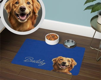 Gepersonaliseerde hondenmatten met huisdierfoto + naam Gepersonaliseerde hond, hondenmat, gepersonaliseerde huisdierplacemat, schattige kattenmat, hondenplacemat huisdiervoermat