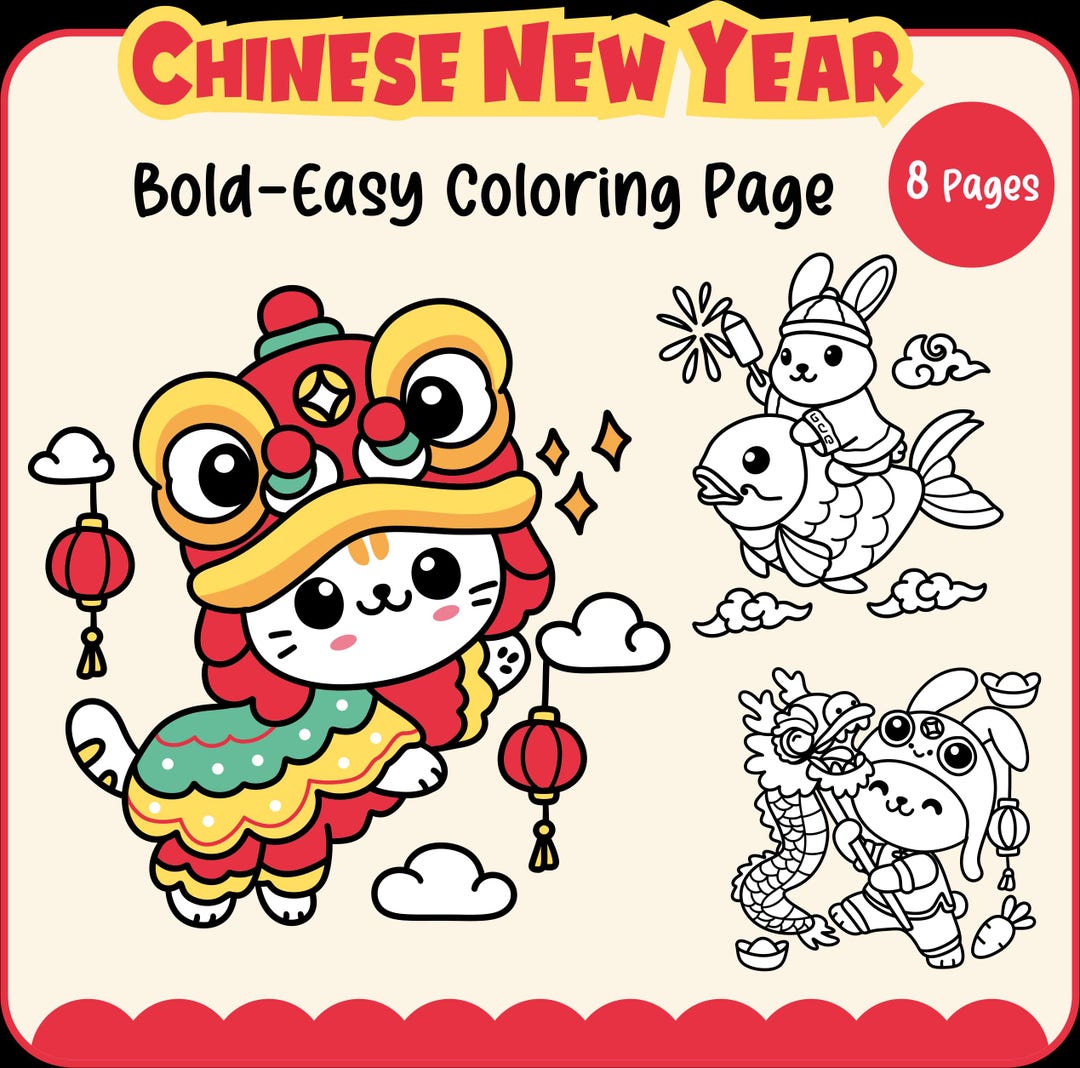 Chinese New Year 2025 Coloring Pages Etsy