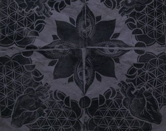 Hand Block Printed Bandana: "Circle of Love"