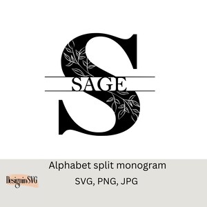 Split Monogram SVG | Custom Letter SVG | Cricut & Silhouette Cut File | Instant Download