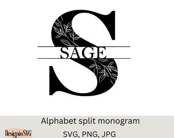 Split Monogram SVG | Custom Letter SVG | Cricut & Silhouette Cut File | Instant Download