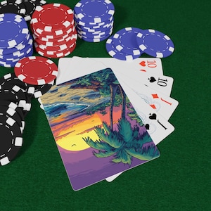 Cartas de Baralho Key West Sunset - Baralho Tropical Paradise, Pôr do Sol Vibrante e Vistas da Costa, Cartas Inspiradas em Ilhas, Cartas de Baralho de Pôquer