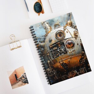 Quaderno a spirale Mechanical Marvels - Righe, diario Steampunk, diario di ingegneria, pianificatore di invenzioni, ispirazione per il design industriale