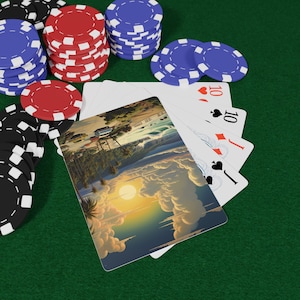 Set di carte da gioco California Poker, atmosfera da spiaggia, regalo perfetto per gli amanti delle carte, design retrò, essenziale per le serate di gioco, decorazione costiera