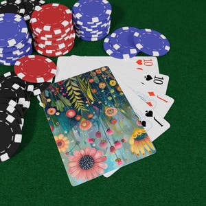 Skurriles Wildblumen-Pokerspielkarten-Set, lustiges Spielabend-Accessoire, perfektes Geschenk für Kartenliebhaber, lebendige Spielkarten, Wohnkultur
