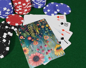 Whimsical Wildflowers Poker Playing Cards Set, Fun Game Night Accessory, Perfect Gift for Card Lovers, Vibrant Playing Cards, Home Decor