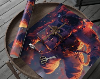 Inpakpapier astronaut voor cadeaus, kosmische cadeauverpakking, astronaut inpakpapier, galactic party decor, kleurrijke inpakvellen