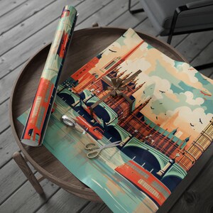 United Kingdom Landmarks Wrapping Paper for Every Occasion, Unique Gift Wrap, Vintage Design, Holiday Decor, Birthday, Party Supplies