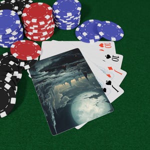 Cartes à jouer Paysages lunaires - Jeu de cartes lune mystique et espace, dessins d'art céleste et de ciel nocturne, jeu de cartes à collectionner unique, jeu de cartes